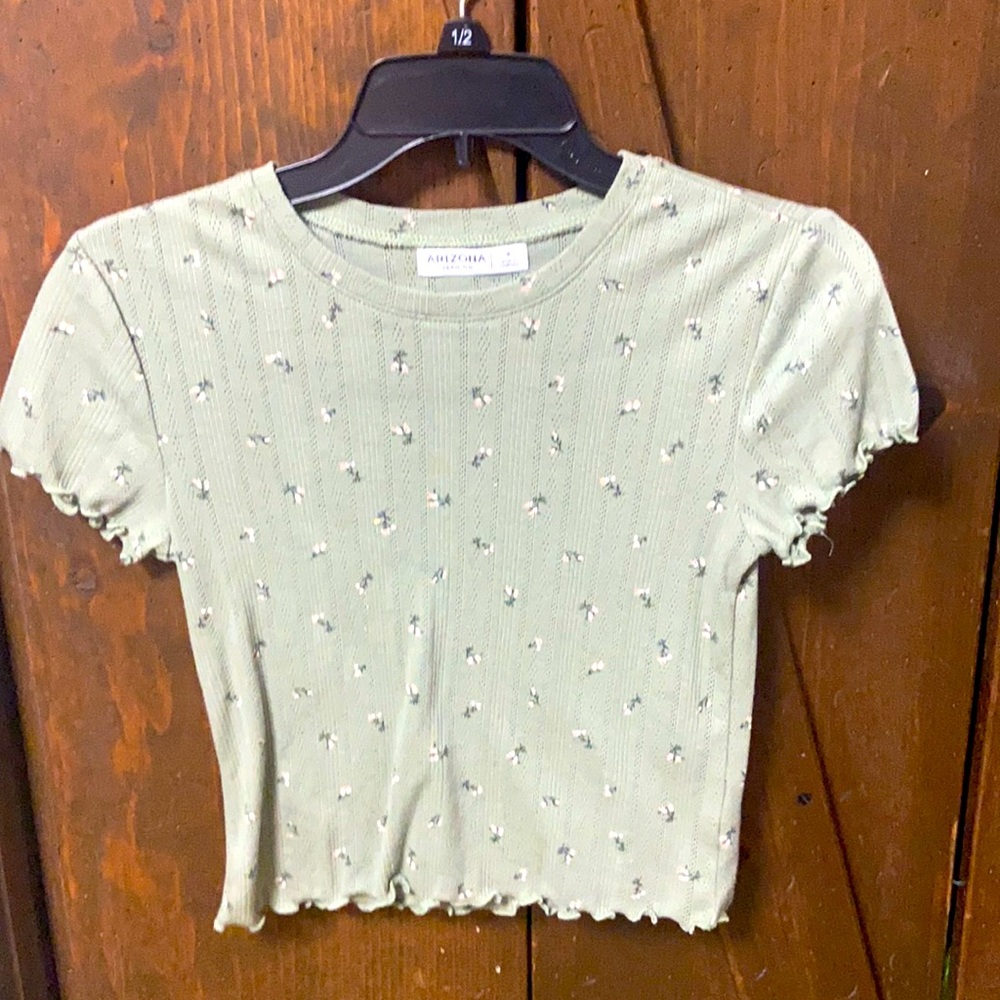 olive green arizona ruffle top